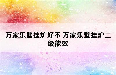 万家乐壁挂炉好不 万家乐壁挂炉二级能效